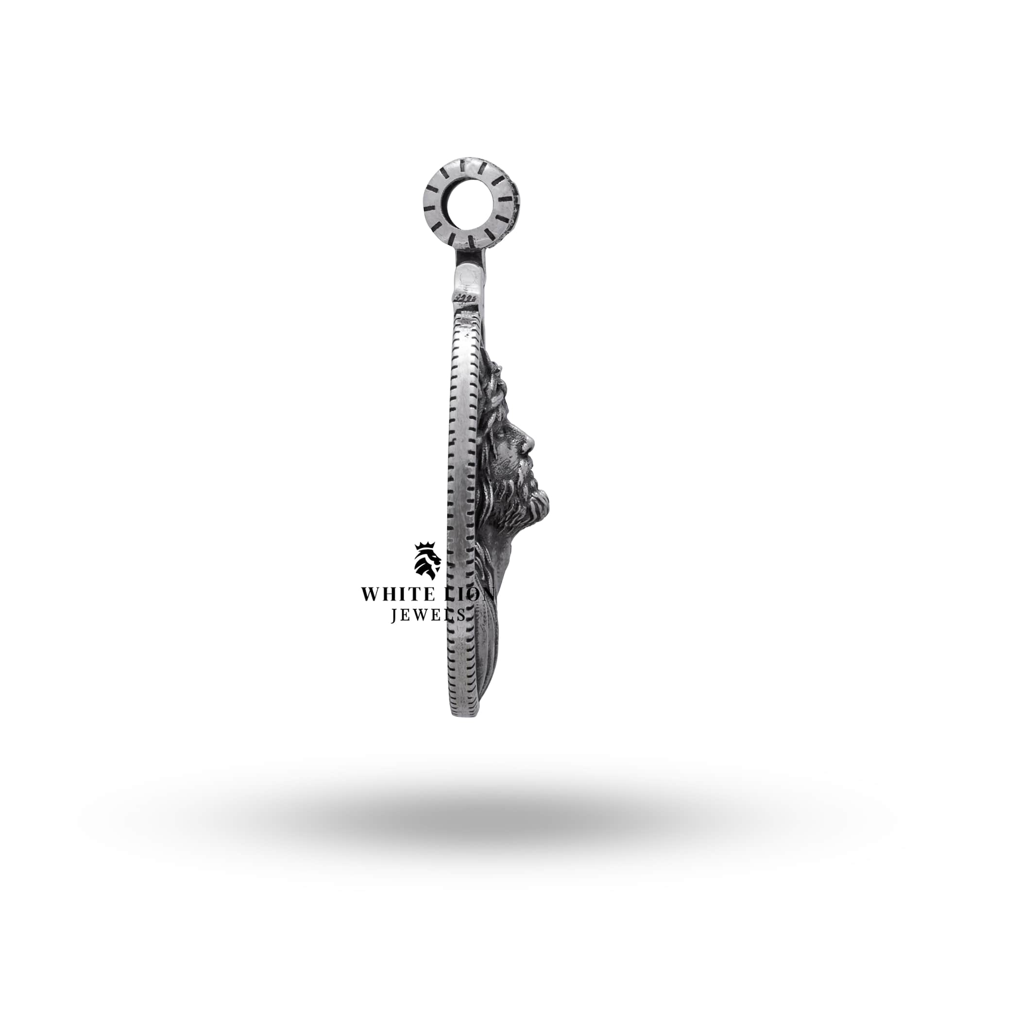 Unique Sterling Silver Pendant featuring Jesus and crown of thorns, faith symbol