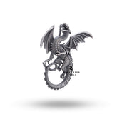 Side view of Flying Dragon 925 Sterling Silver Pendant, highlighting its unique craftsmanship and elegant finish.