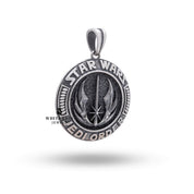 Side view of Star Wars Jedi Order 925 Sterling Silver Pendant, highlighting oxidized silver finish.
