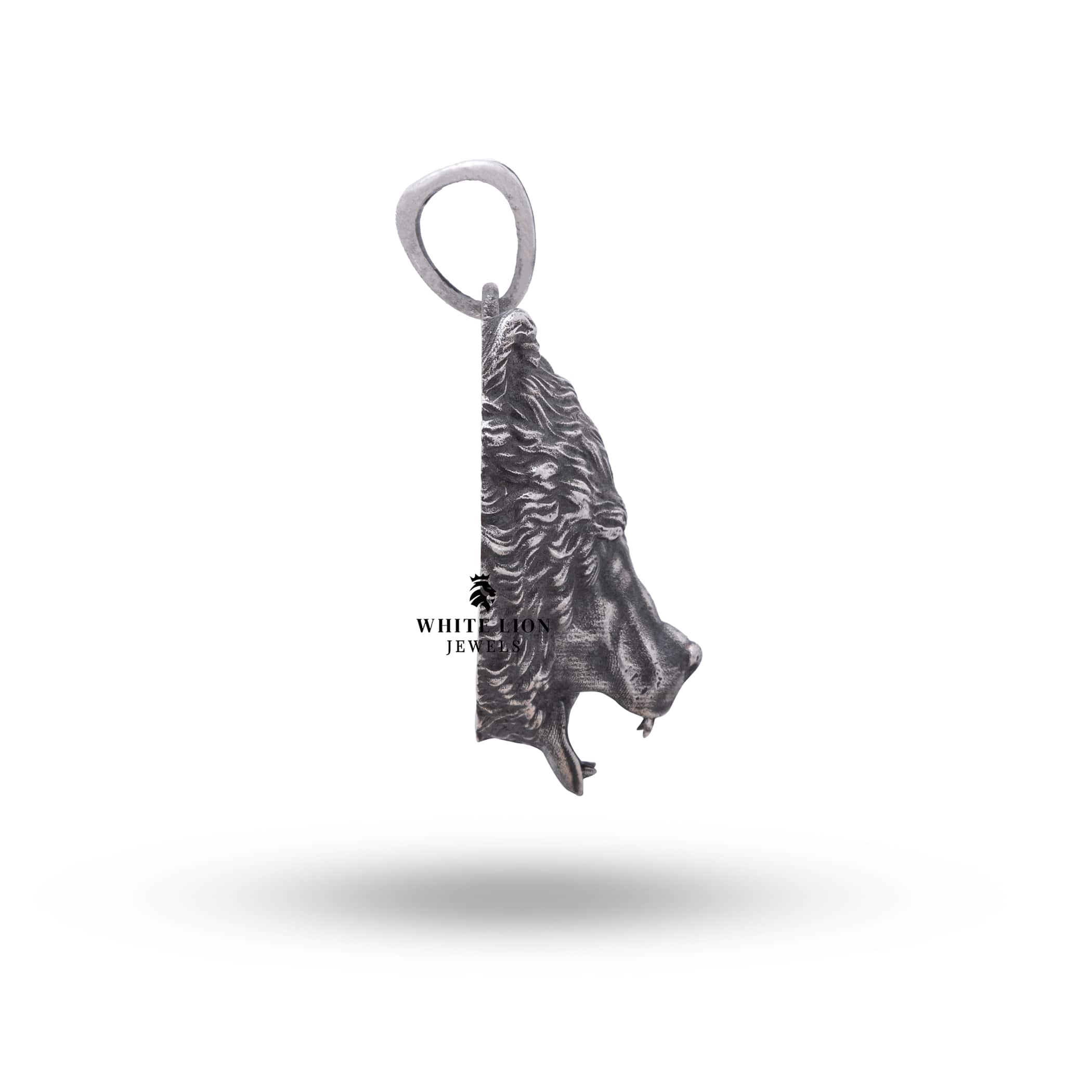 Wild Roaring Bear Pendant with a silver chain, highlighting its bold features.