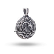 Back view showcasing intricate design of the Goat Capricorn emblem on a 925 Sterling Silver pendant by White Lion Jewels.
