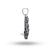Detailed craftsmanship in sterling silver pendant inspired by Goddess Laxmi.