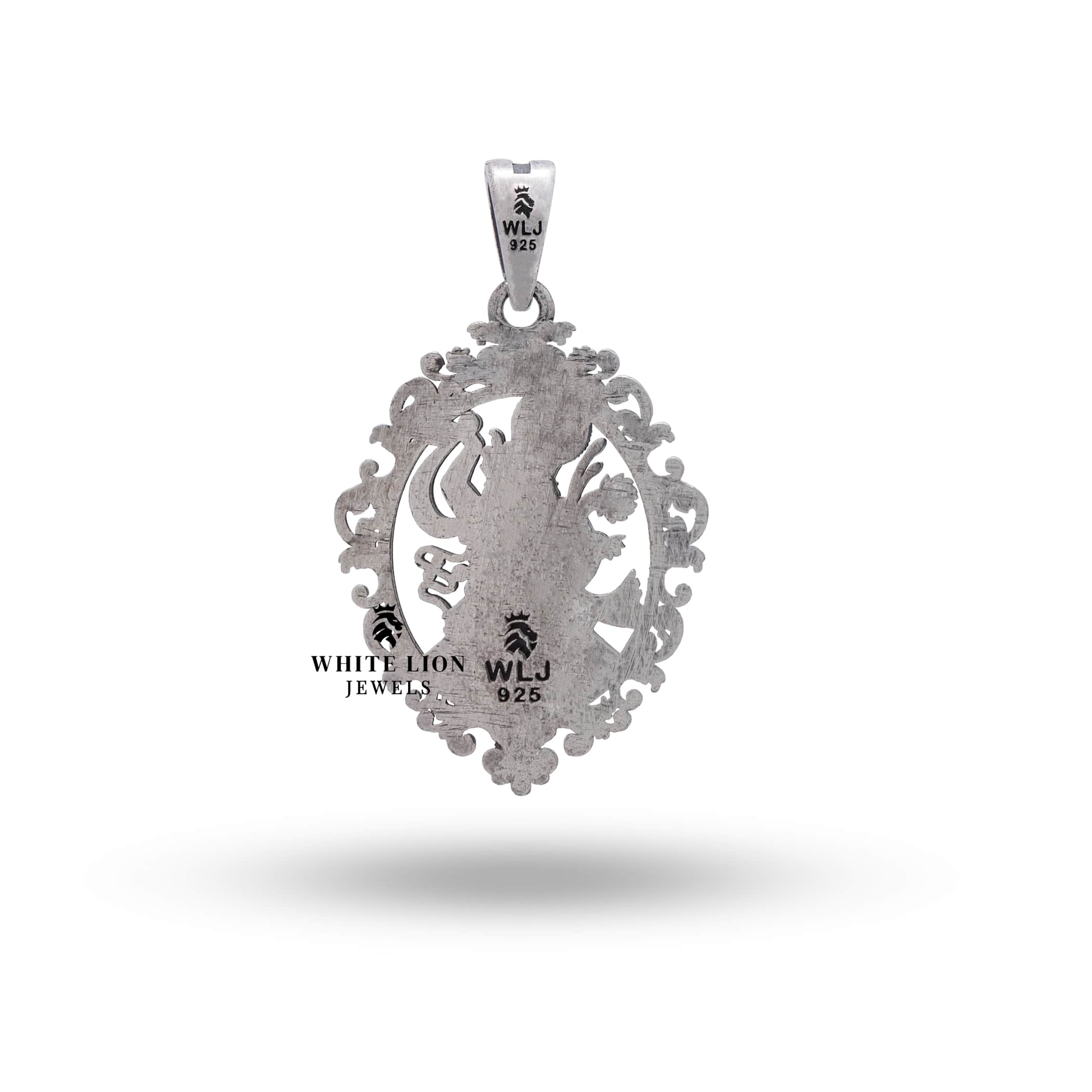 Shrinathji pendant made from 925 oxidized sterling silver, ideal for spiritual gatherings.
