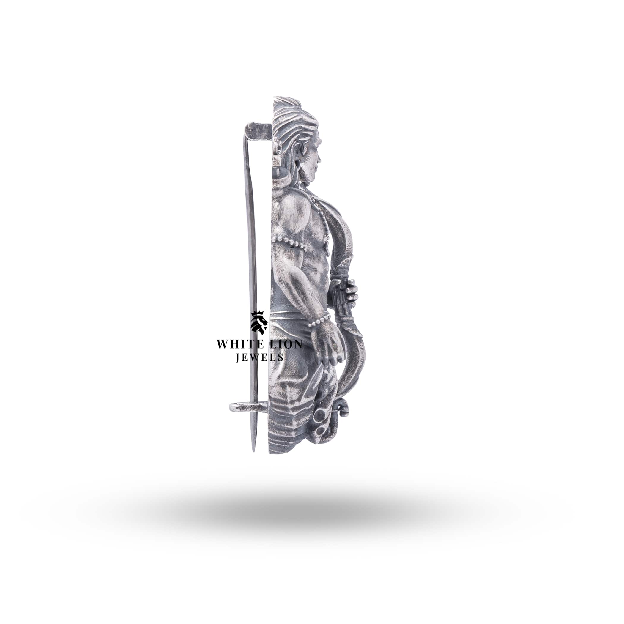 Back view of the Lord Shree Rama Sterling Silver Brooch displaying intricate details
