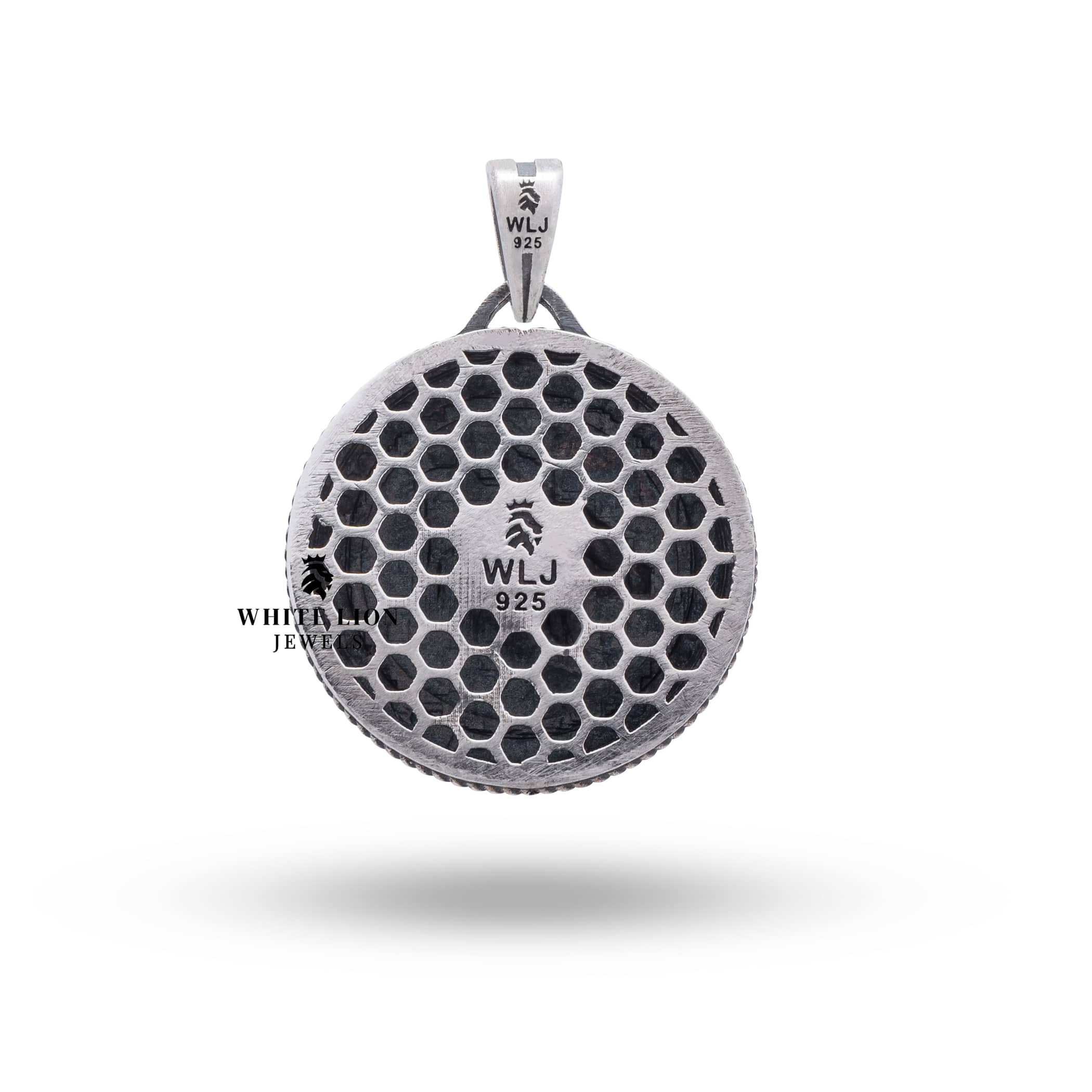 Worn view of Memento Mori Leo Sign Lion Pendant for styling inspiration and scale.