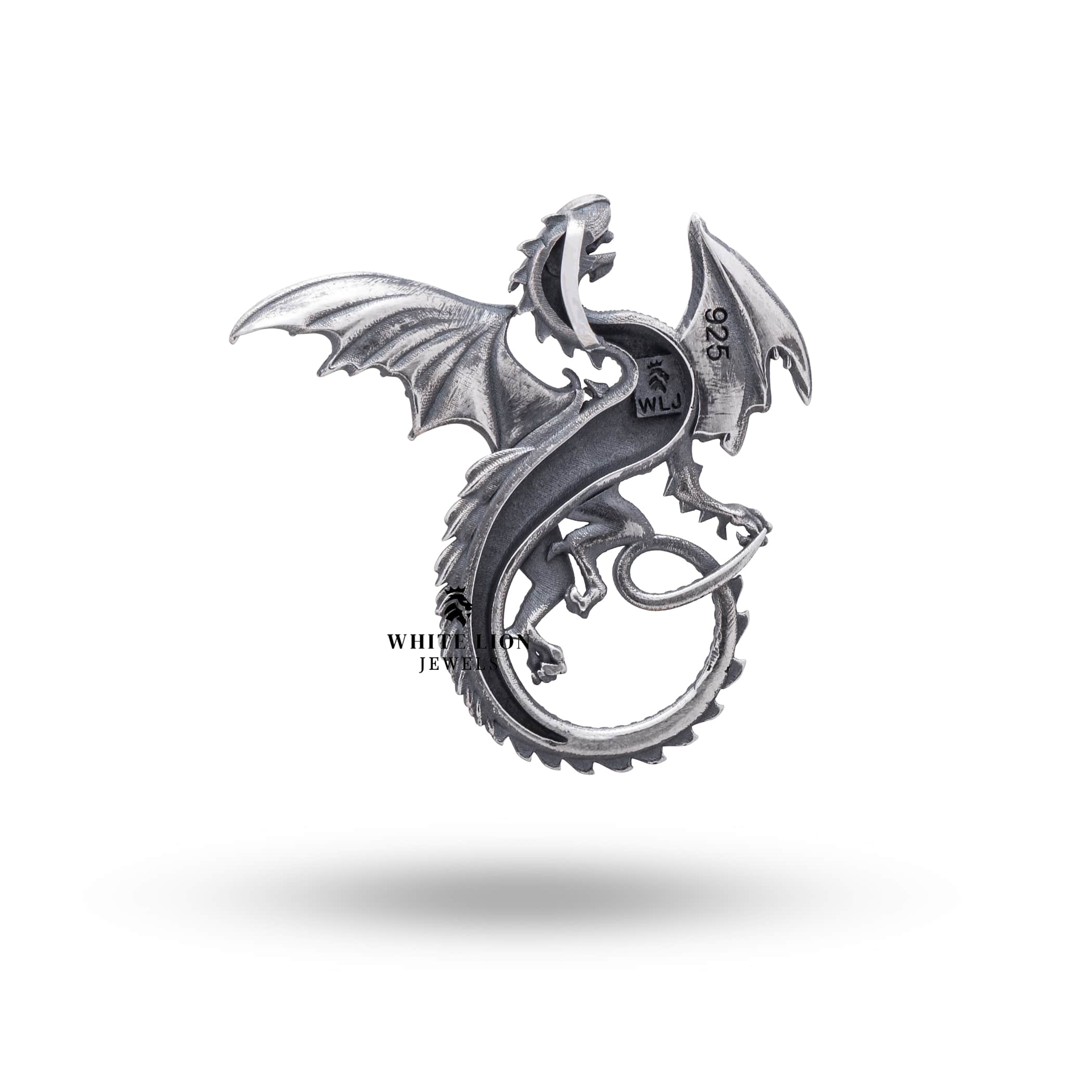 Lifestyle image of Flying Dragon 925 Sterling Silver Pendant worn, portraying its appeal and stylish allure.