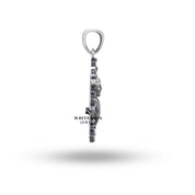 Detailed close-up of oxidized finish on 925 Sterling Silver Pendant depicting Pramukh Swami Maharaj.