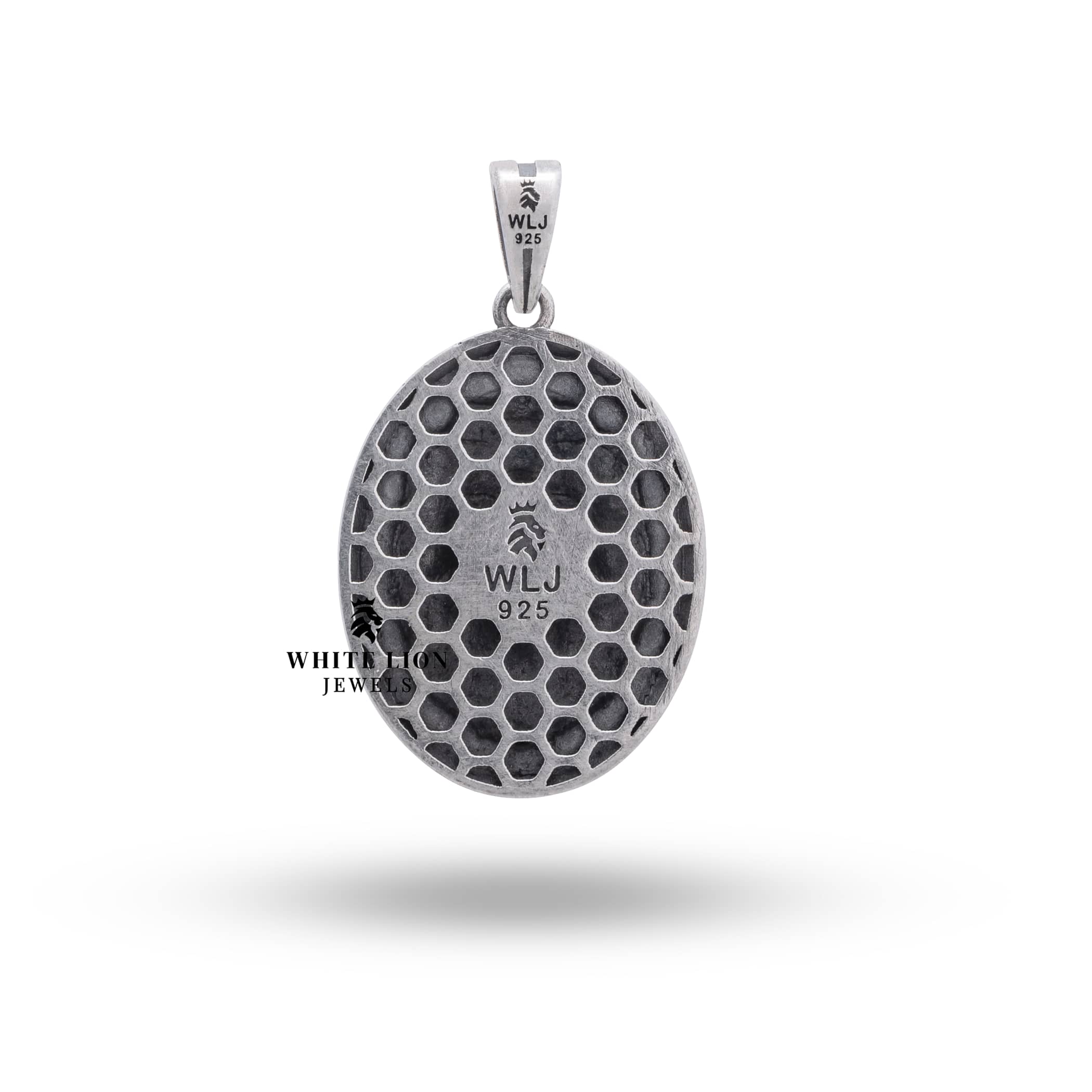 Detailed close-up of 925 Sterling Silver Pendant with lion craftsmanship