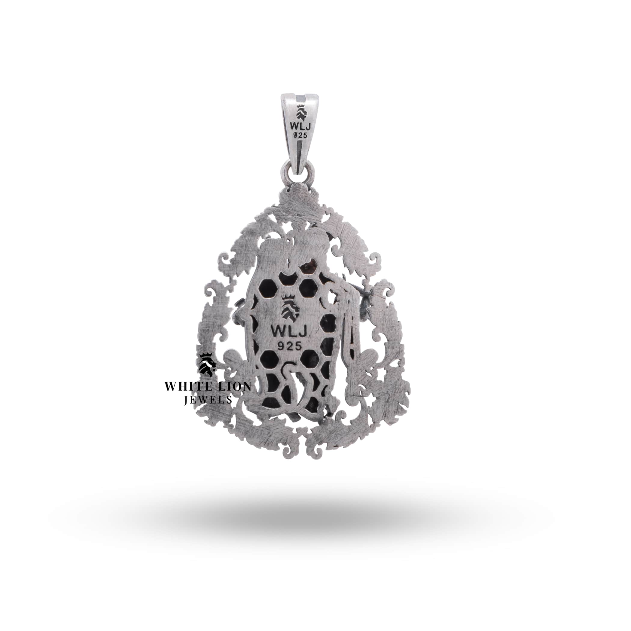 Detailed Silver Pendant of Lord Krishna and Radha, Perfect Devotional Gift in Oxidized Silver