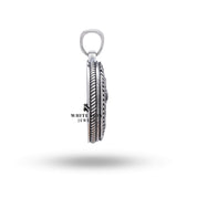 Side perspective of Memento Mori Goat pendant highlighting the craftsmanship in oxidized 925 Sterling Silver.