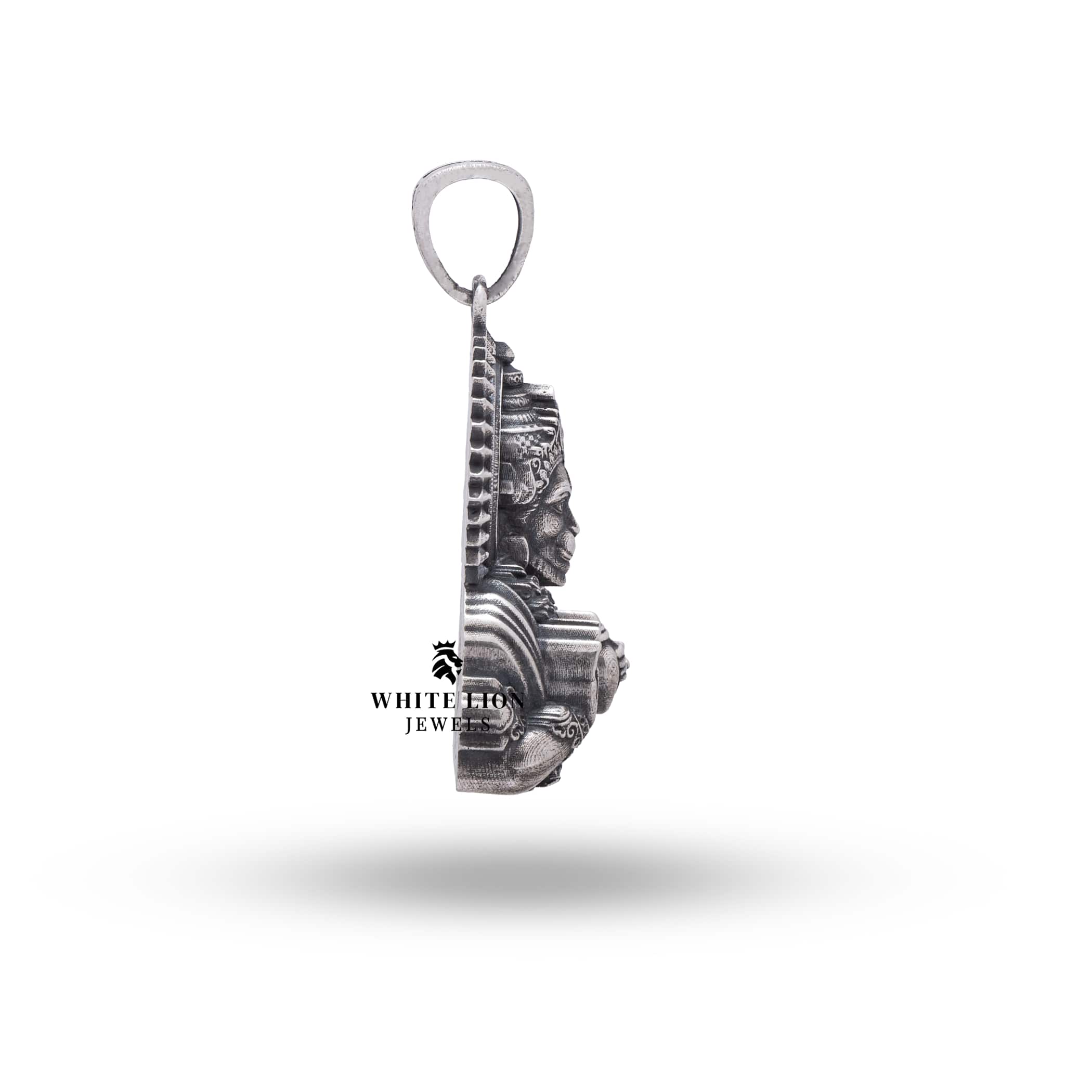 Back view of the 925 Sterling Silver Hanuman Pendant, featuring a polished finish and spiritual symbolism.