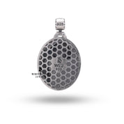 Back view of Jesus Face Rays 925 Sterling Silver Pendant showing smooth oxidized silver finish with protective coating.