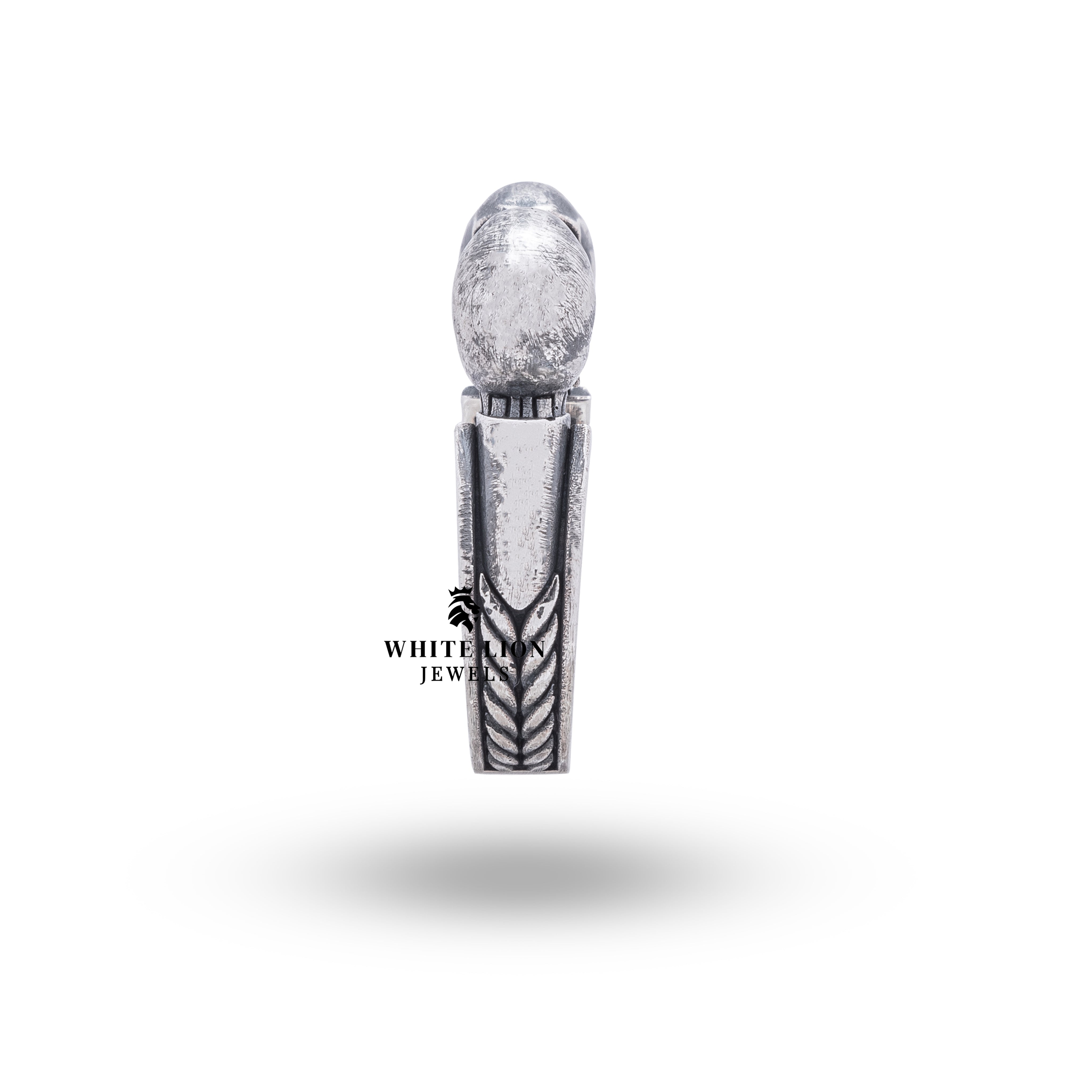 Elegantly packaged Open Jaw Twin Skull 925 Sterling Silver Ring by White Lion Jewels, perfect for gifting.