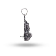 Side angle view of Blessing Hanuman Silver Pendant showing intricate details