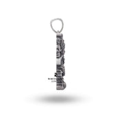 Back view of Sarangpur Hanuman Sterling Silver Pendant revealing artisan workmanship in oxidized finish