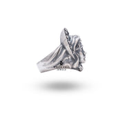 Virgin Mother Mary 925 Sterling Silver Ring worn on hand portraying elegant style.