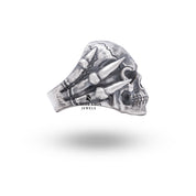 Gothic themed Sterling Silver Skull Ring with claw design by White Lion Jewels, perfect for statement styling
