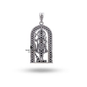 Handcrafted Sterling Silver pendant of Lord Rama, featuring detailed design and protective coating by White Lion Jewels.