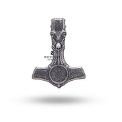 Thor Hammer Skull 925 Sterling Silver Pendant being worn, illustrating style and elegance for bold fashion statements.