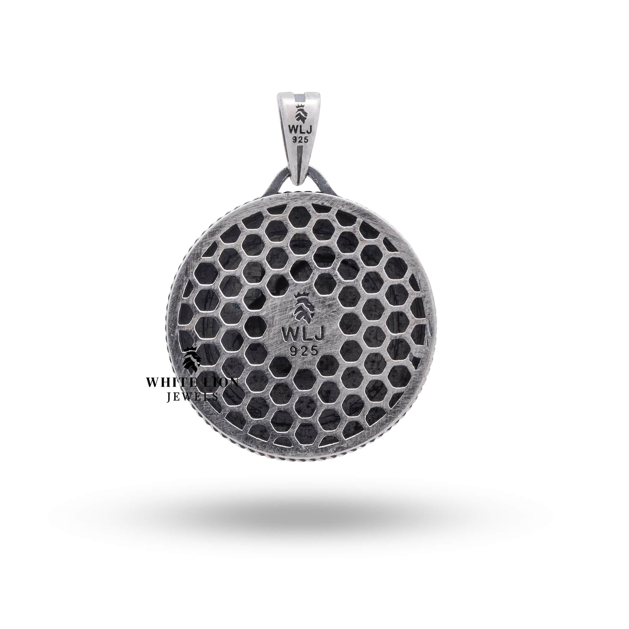 Memento Mori Skulls Libra Zodiac Pendant styled with a turtleneck, worn look.