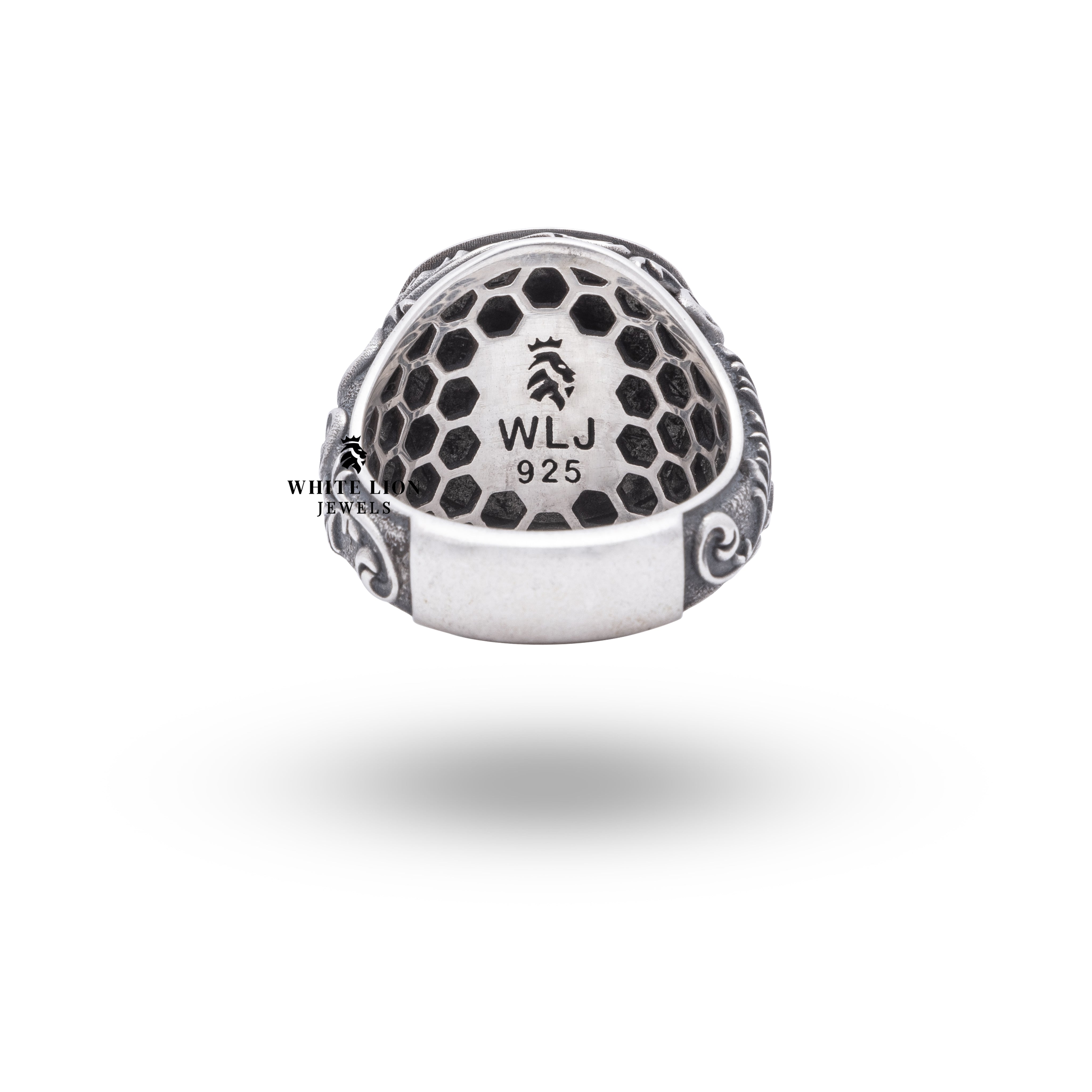 Back view of St George 925 Sterling Silver Ring displaying its smooth finish and durable construction.