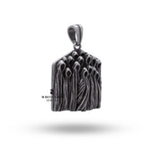 Back view of the Scary Phantom Biker Pendant in oxidized 925 Sterling Silver.
