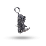 Rhino Head Silver Pendant placed in a natural setting