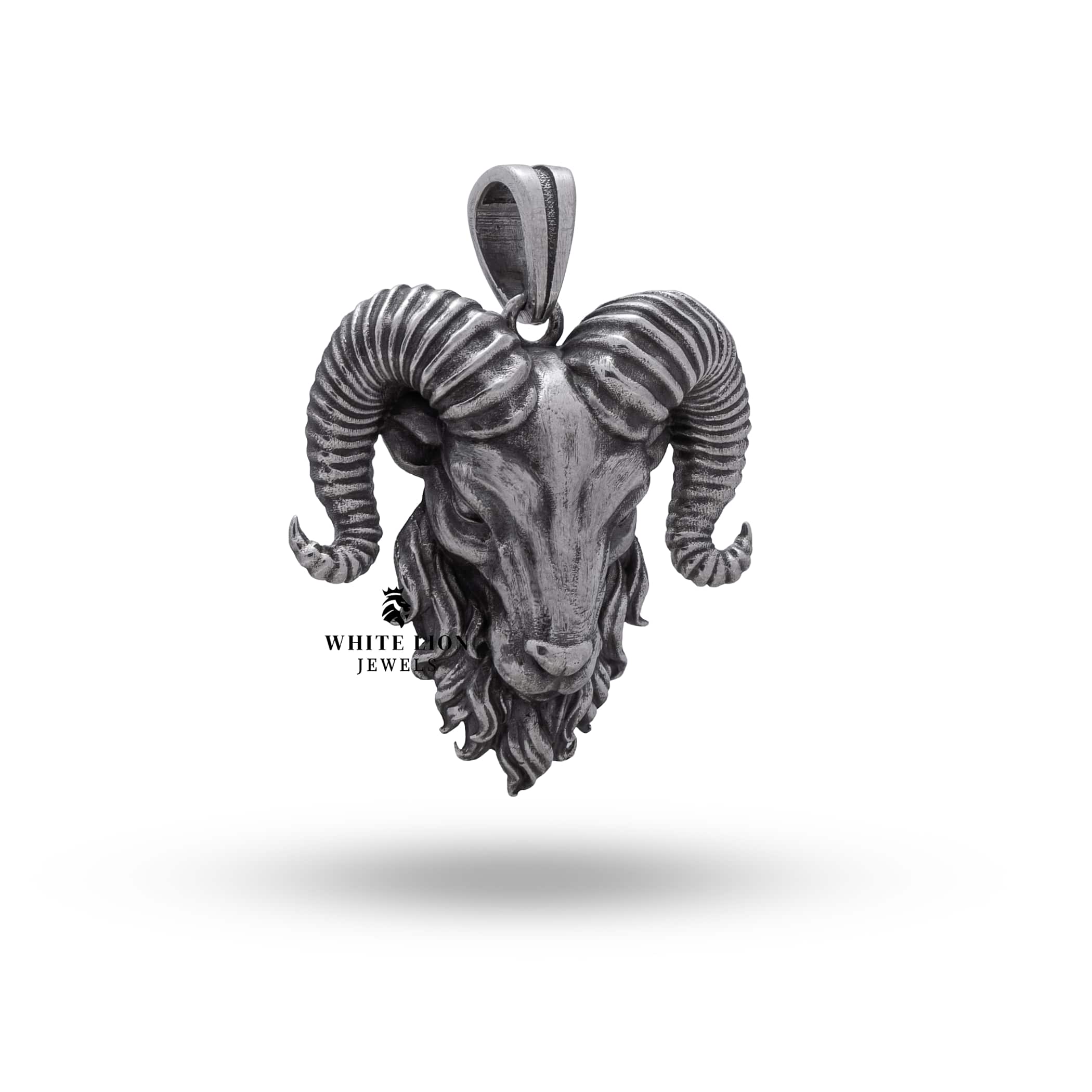 Oxidized Silver Pendant featuring Ram Head Design for Capricorns