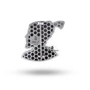 Chhatrapati Raje Shivaji Maharaj brooch styled with traditional attire, featuring metallic sheen