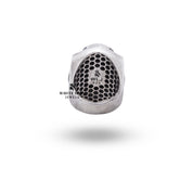 Packaged presentation of the Oxygen Mask Respirator Silver Ring highlighting luxury branding