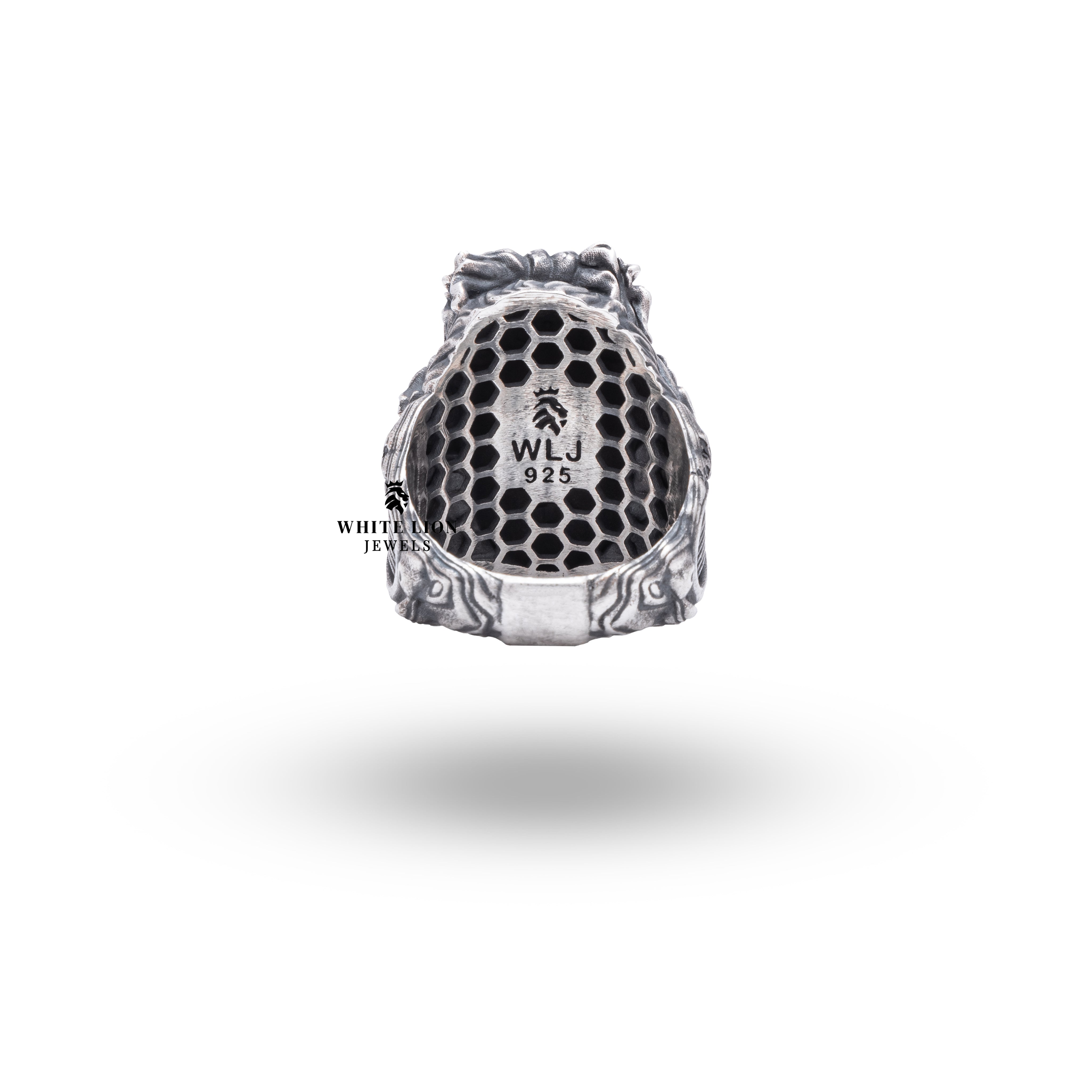 Handcrafted 925 Sterling Silver Ring featuring Greek God Apollo motif in oxidized silver.