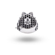 Angry Wolf Head 925 Sterling Silver Ring worn on a finger, highlighting its unique and stylish appearance for fashion enthusiasts.