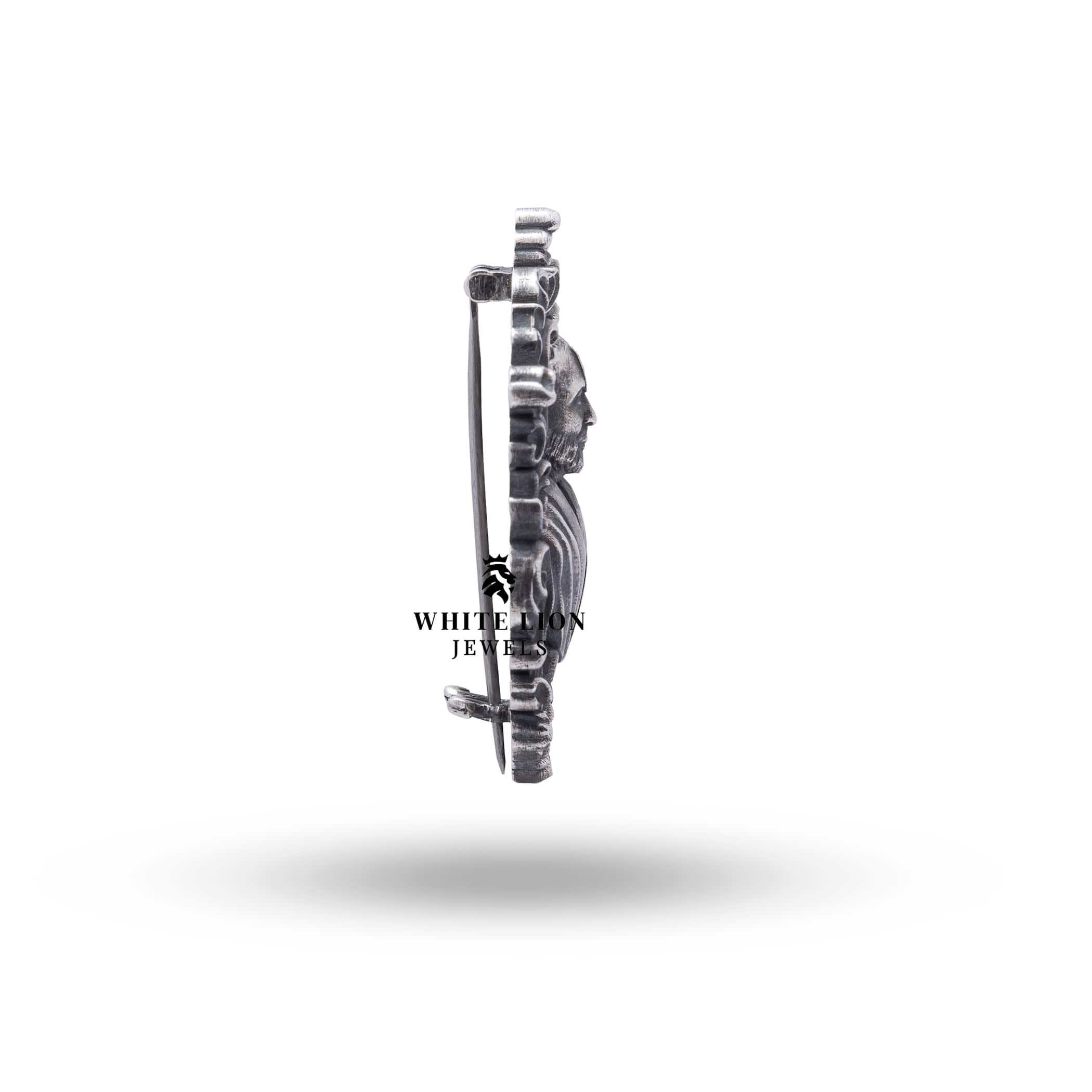 Religious Jewelry Brooch made with 925 purity oxidized silver