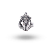 Angled view of Human Devil Transformation 925 Sterling Silver Ring highlighting the artisan craftsmanship.