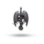Fine craftsmanship of skull and dragon motifs on 925 sterling silver pendant