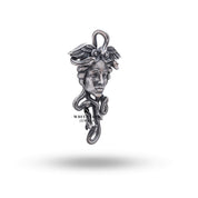 925 Silver Pendant intricately designed with Medusa snakes, showcasing oxidized texture from a second angle.