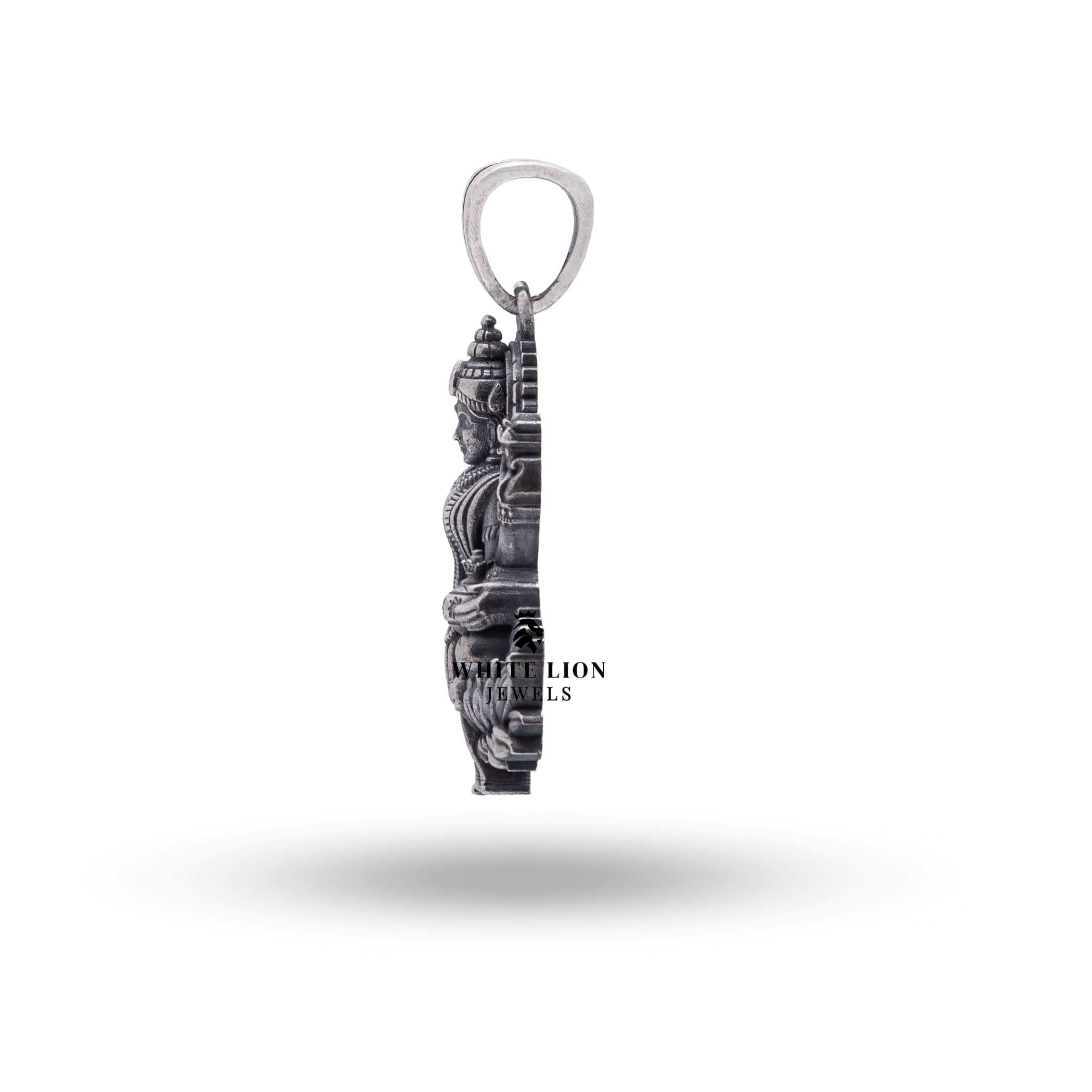 Elegant handcrafted oxidized silver pendant of Goddess Laxmi for wealth.