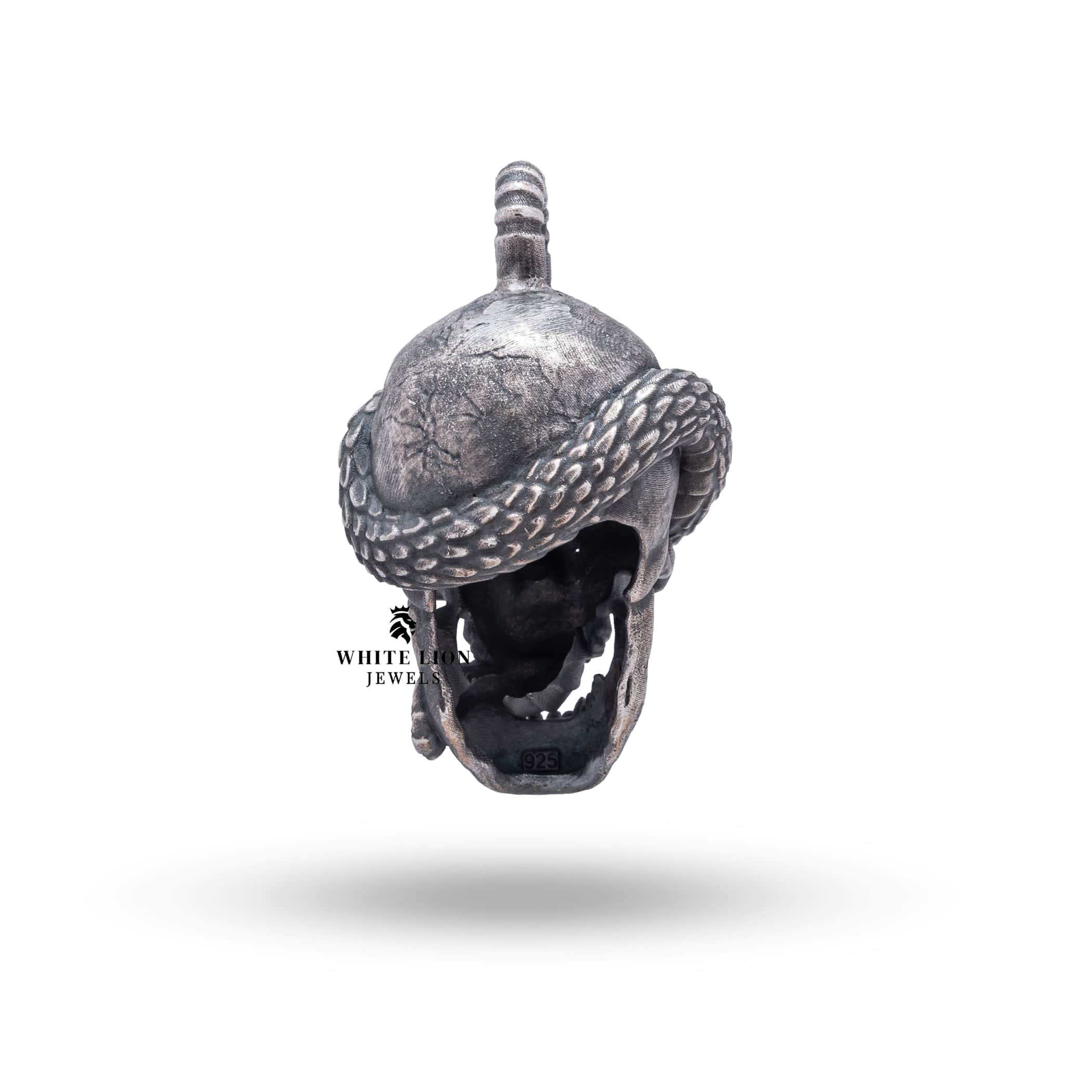 Unique Gothic style pendant in sterling silver with serpent motif