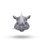 Unique Rhino Head Design Pendant displayed on a silver chain