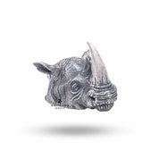 Handcrafted detail of African Rhino Pendant from White Lion Jewels