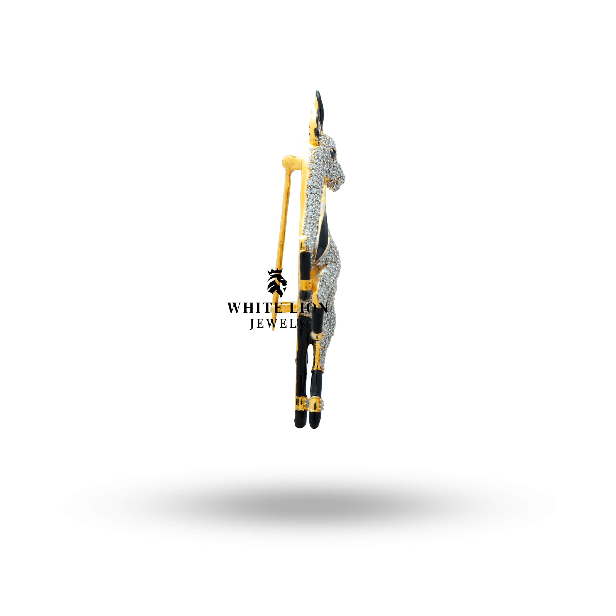 Intricate Deer Brooch, Sterling Silver and Zirconia Stones