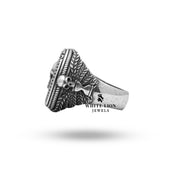 Premium packaging of the White Lion Jewels Memento Mori Ring, perfect for gifting and safe storage.