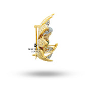 Handcrafted gold brooch pin with zirconia, suitable for Asian cultural events and parties.