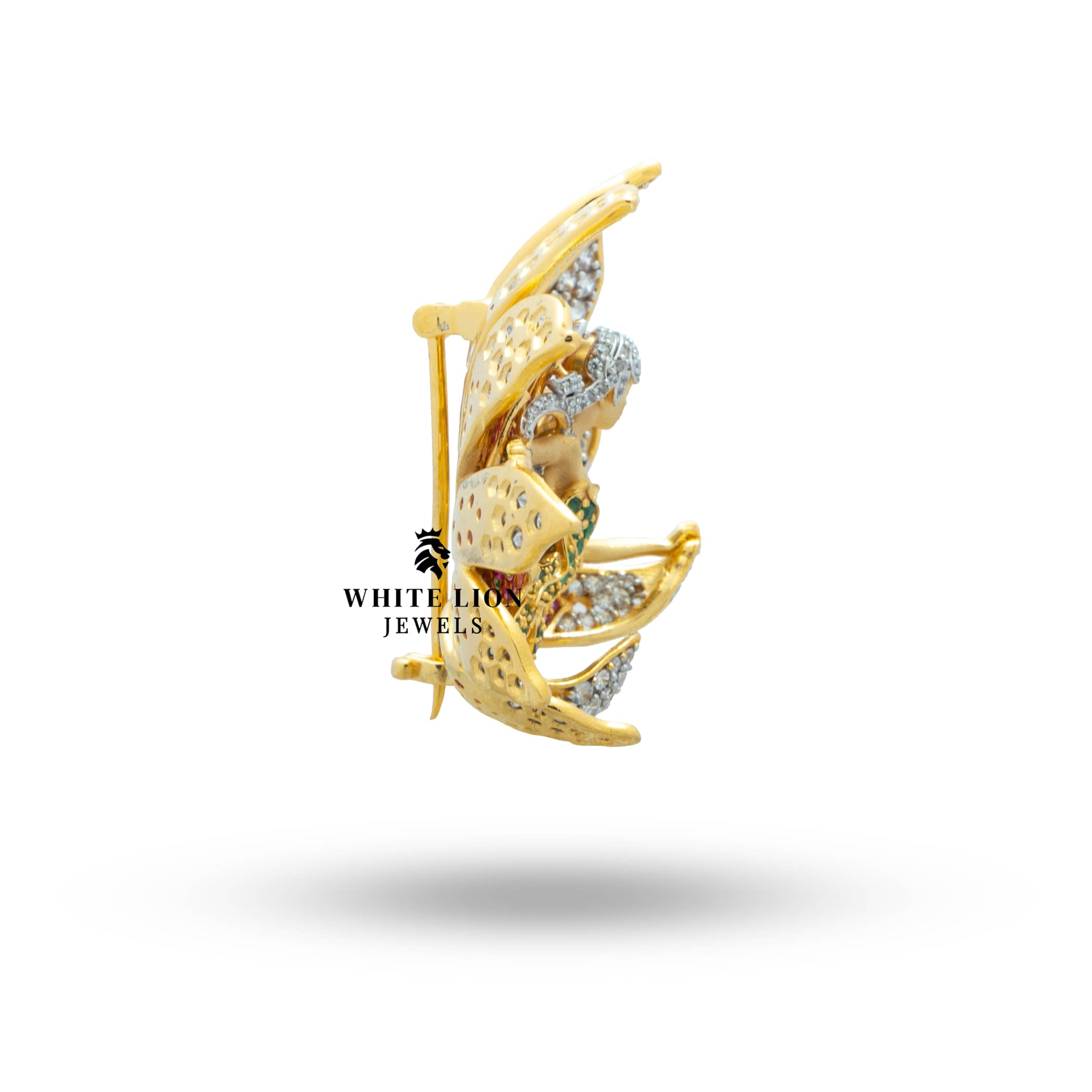 Handcrafted gold brooch pin with zirconia, suitable for Asian cultural events and parties.