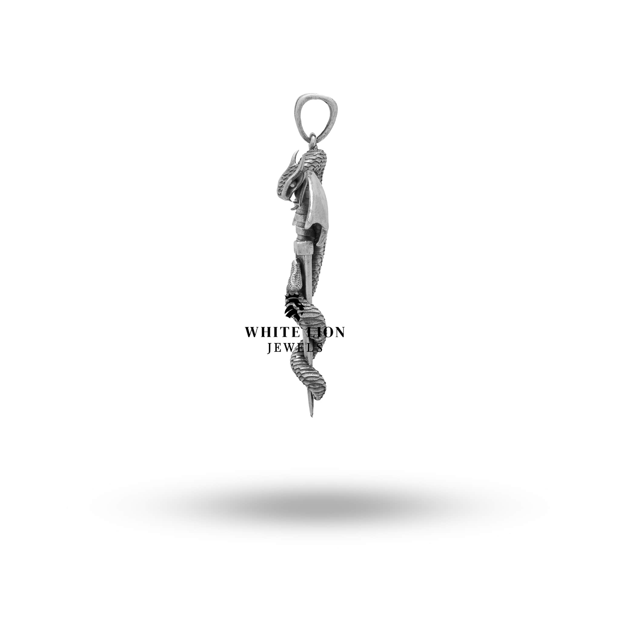 Artisan Oxidized Silver Pendant featuring mythical dragon image