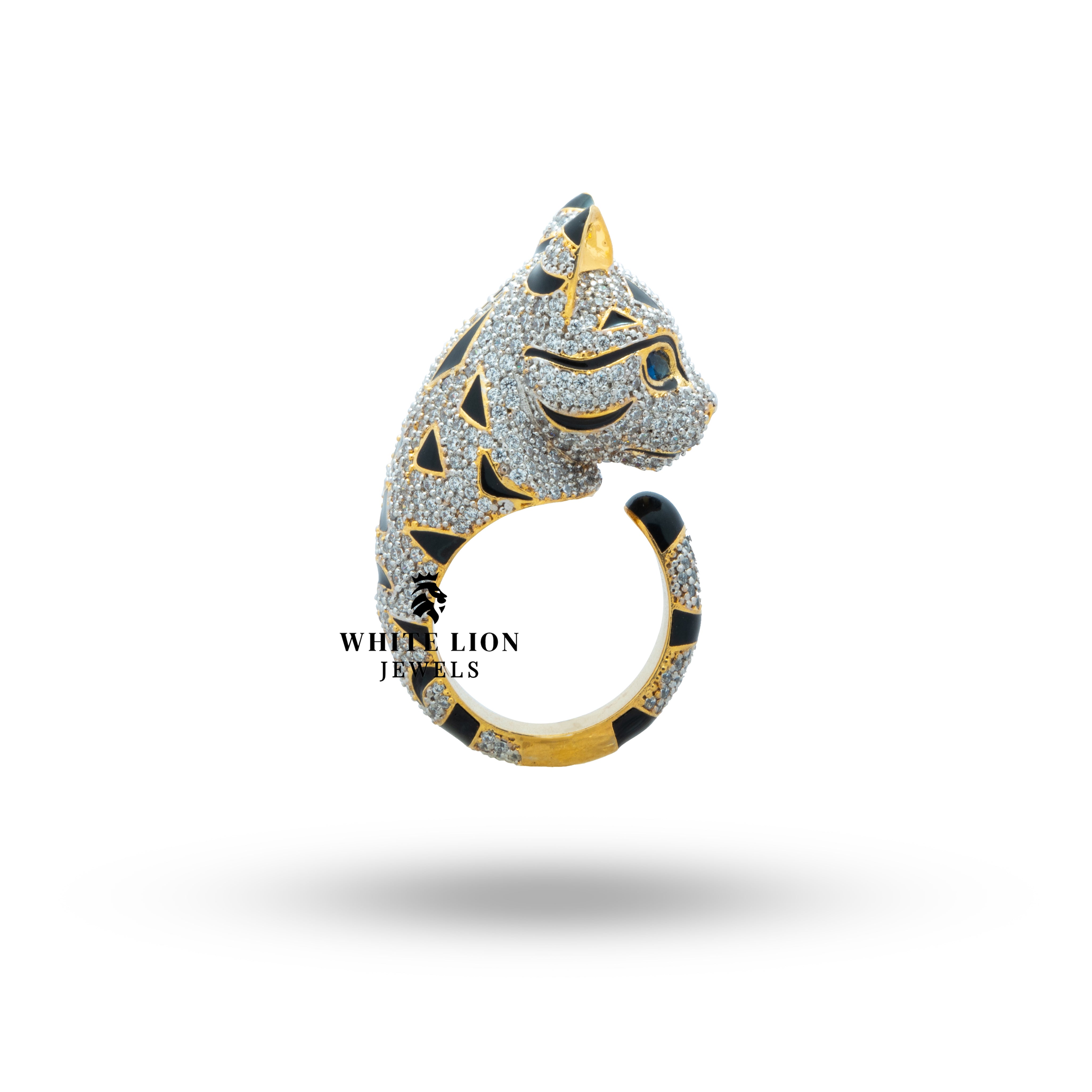 Cat Cubic Zirconia Iced Out Ring worn on hand showcasing its elegance and style.