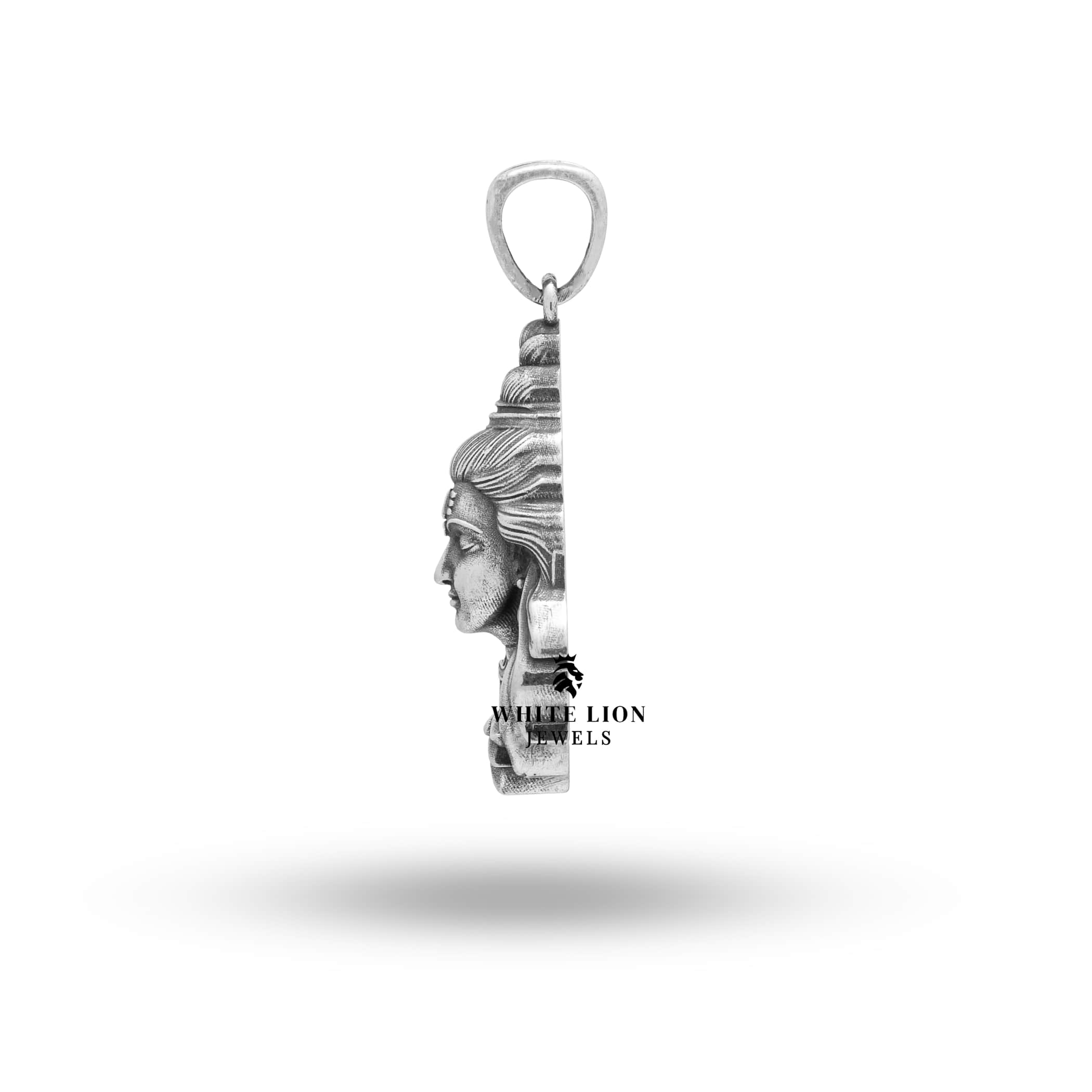 Back image of 3.1 cm diameter Lord Shiva Pendant in sterling silver.