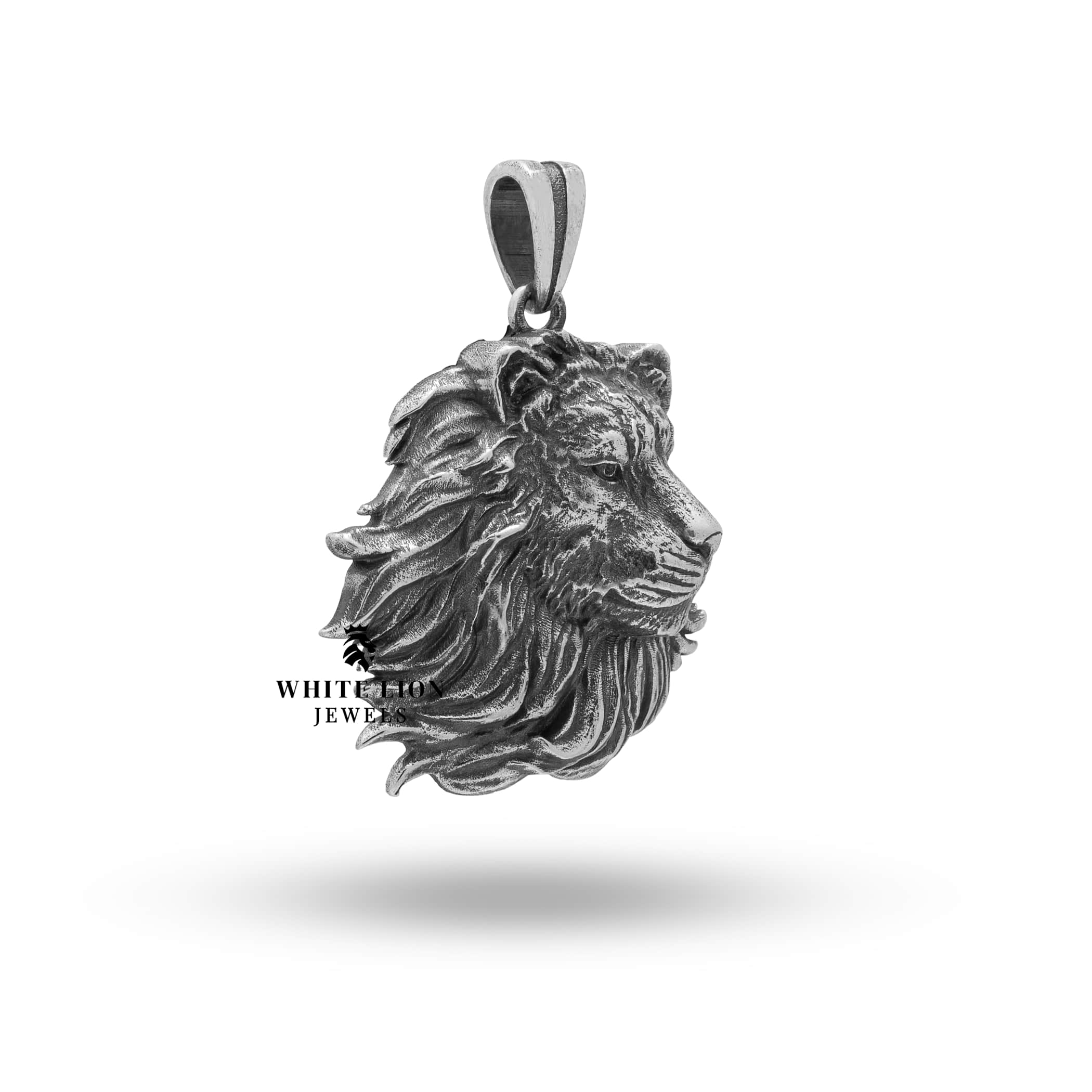 Elegant Oxidized Silver Pendant with intricate lion design
