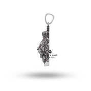 View from underneath the Calm Lion King Crown Jungle Animal Pendant, showcasing craftsmanship and structure.