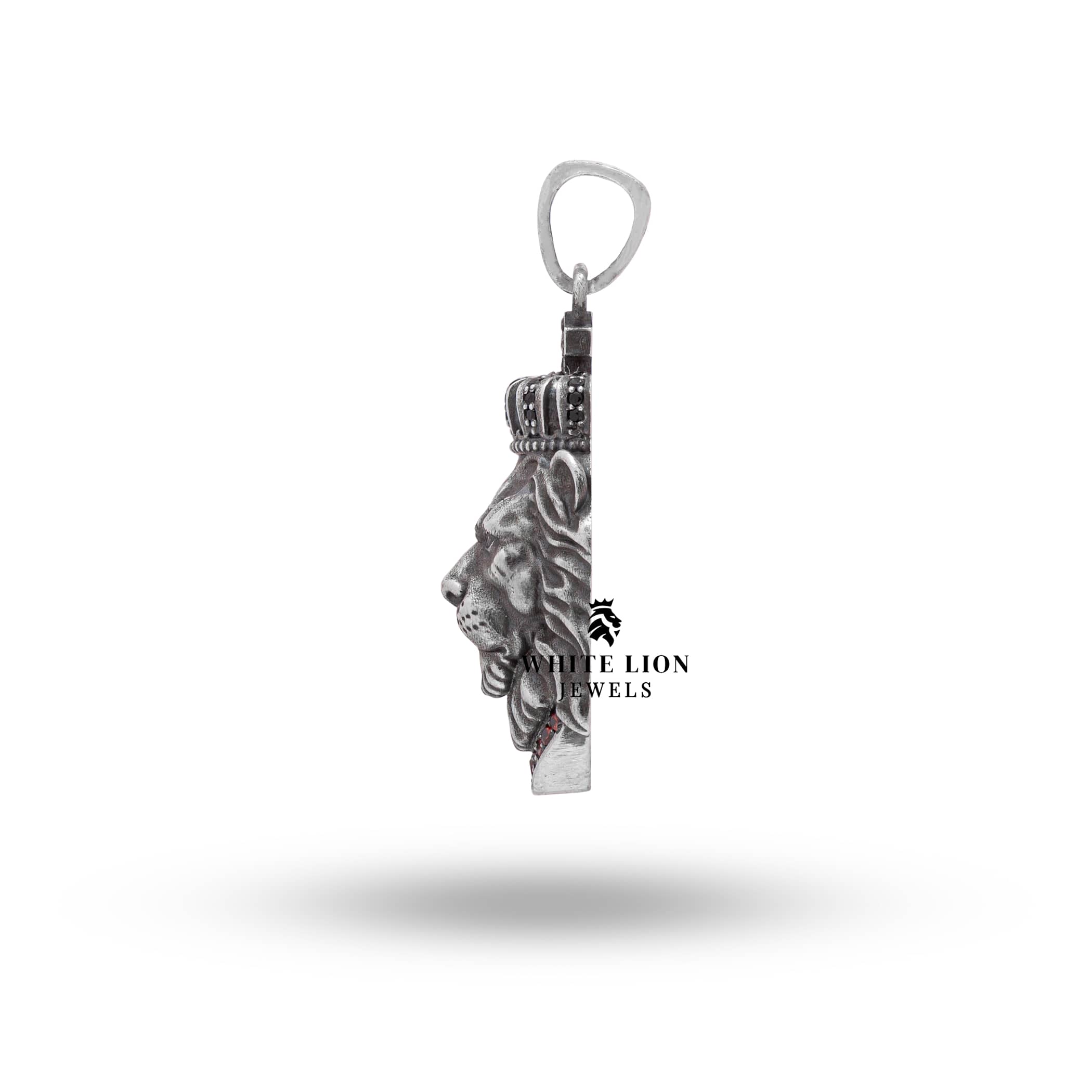 View from underneath the Calm Lion King Crown Jungle Animal Pendant, showcasing craftsmanship and structure.